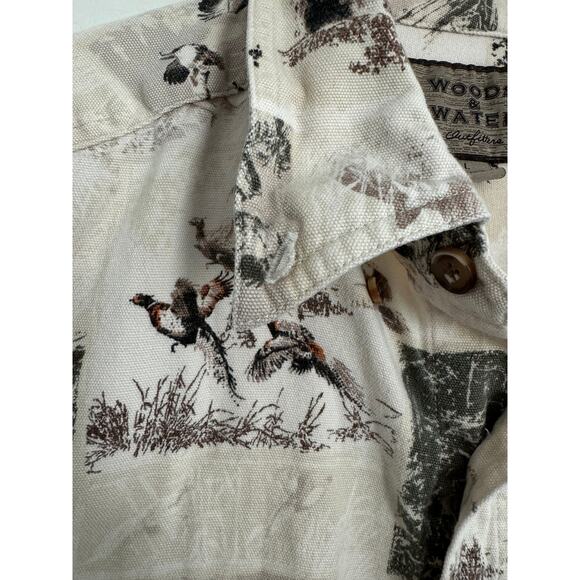 Woods & Water Outfitters Button Up Work Shirt Hunting Dogs and Ducks Size Large - Picture 5 of 9